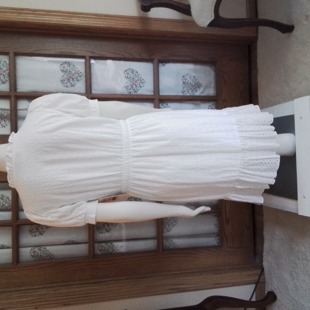 NEW! Nanette Lepore fully-lined white cotton embroidered dress w/ tags, size 10.